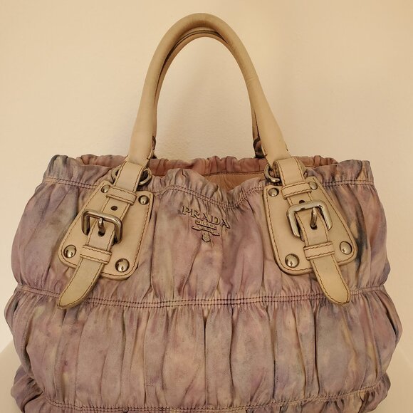 Prada Handbags - Prada purse Gaufre Leather pink gray purple ivory beige Blue crossbody hobo bag